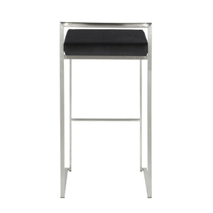 English Elm 30 Inch Stackable Barstools Set of 3 Welded Steel Frame with Padded Upholstered Seats Black B202P290888