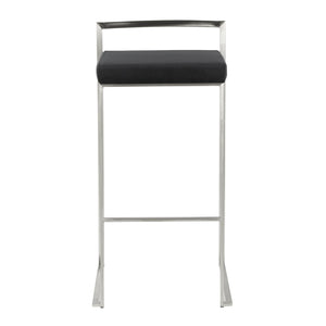 English Elm 30 Inch Stackable Barstools Set of 3 Welded Steel Frame with Padded Upholstered Seats Black B202P290888