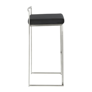 English Elm 30 Inch Stackable Barstools Set of 3 Welded Steel Frame with Padded Upholstered Seats Black B202P290888
