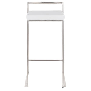 English Elm 30 Inch Stackable Barstools Set of 3 Welded Steel Frame with Padded Upholstered Seats White B202P290890