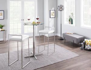 English Elm 30 Inch Stackable Barstools Set of 3 Welded Steel Frame with Padded Upholstered Seats White B202P290890