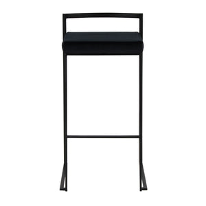English Elm Contemporary Stackable Metal Barstools with Padded Fabric Seats for Kitchen Island Bar Black B202P290891