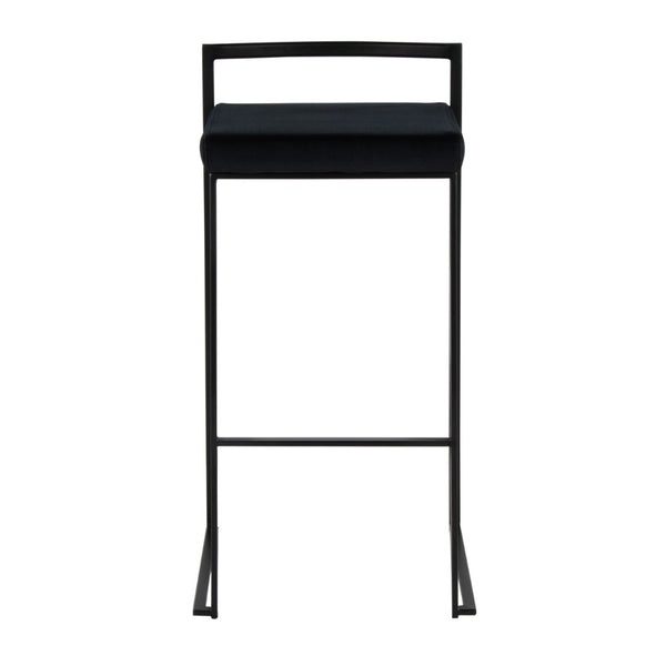 English Elm Contemporary Stackable Metal Barstools with Padded Fabric Seats for Kitchen Island Bar Black B202P290891