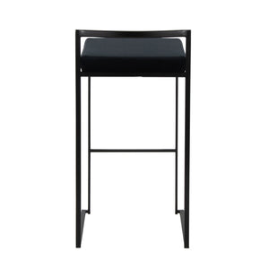 English Elm Contemporary Stackable Metal Barstools with Padded Fabric Seats for Kitchen Island Bar Black B202P290891