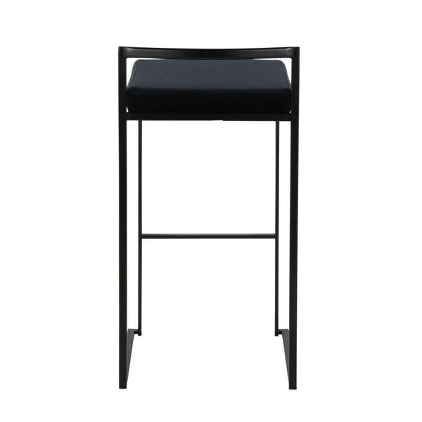 English Elm Contemporary Stackable Metal Barstools with Padded Fabric Seats for Kitchen Island Bar Black B202P290891