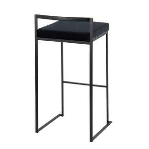 English Elm Contemporary Stackable Metal Barstools with Padded Fabric Seats for Kitchen Island Bar Black B202P290891