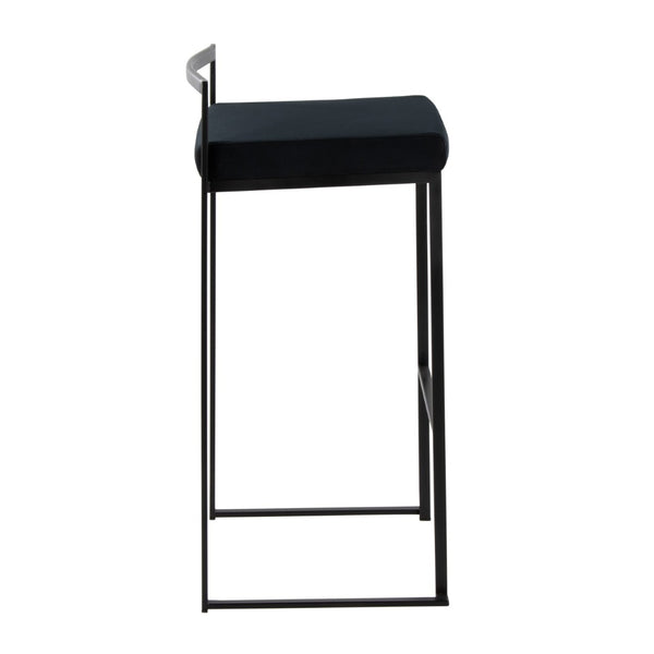 English Elm Contemporary Stackable Metal Barstools with Padded Fabric Seats for Kitchen Island Bar Black B202P290891