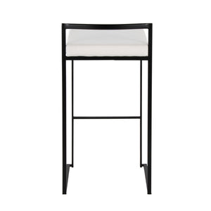 English Elm Contemporary Stackable Metal Barstools with Padded Fabric Seats for Kitchen Island Bar White B202P290893