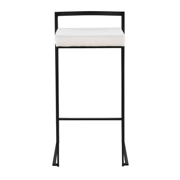 English Elm Contemporary Stackable Metal Barstools with Padded Fabric Seats for Kitchen Island Bar White B202P290893