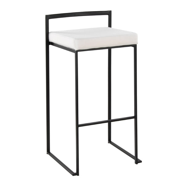 English Elm Contemporary Stackable Metal Barstools with Padded Fabric Seats for Kitchen Island Bar White B202P290893