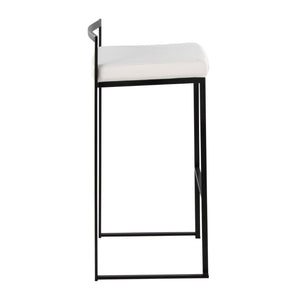 English Elm Contemporary Stackable Metal Barstools with Padded Fabric Seats for Kitchen Island Bar White B202P290893