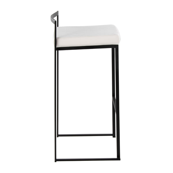 English Elm Contemporary Stackable Metal Barstools with Padded Fabric Seats for Kitchen Island Bar White B202P290893