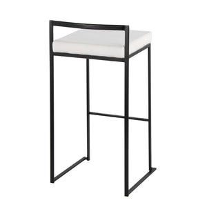 English Elm Contemporary Stackable Metal Barstools with Padded Fabric Seats for Kitchen Island Bar White B202P290893