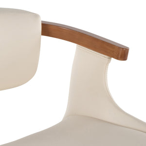 English Elm Mid-Century Modern Bamboo Swivel Barstool with Faux Leather Seat and Metal Footrest Cream B202P290896