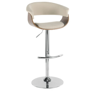 English Elm Mid-century Modern Swivel Barstool Walnut Accents Chrome Base Upholstered Kitchen Seat B202P290899