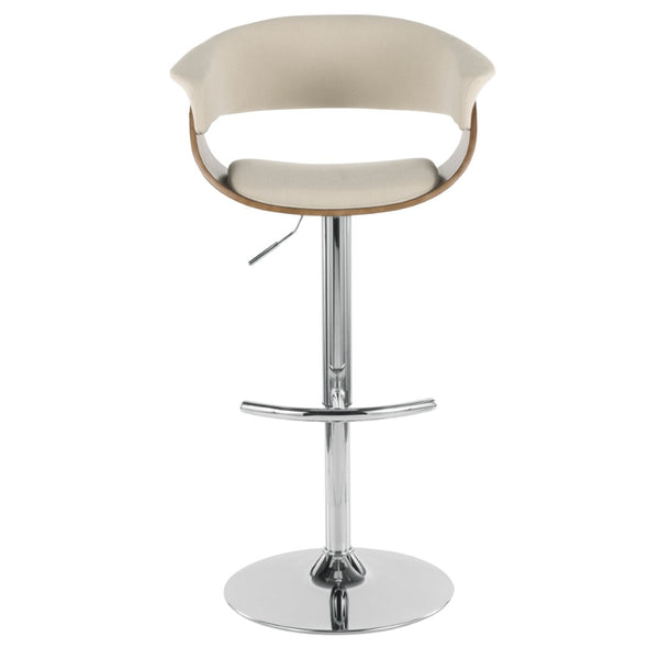 English Elm Mid-century Modern Swivel Barstool Walnut Accents Chrome Base Upholstered Kitchen Seat B202P290899