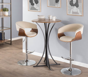 English Elm Mid-century Modern Swivel Barstool Walnut Accents Chrome Base Upholstered Kitchen Seat B202P290899