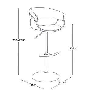 English Elm Mid-century Modern Swivel Barstool Walnut Accents Chrome Base Upholstered Kitchen Seat B202P290899