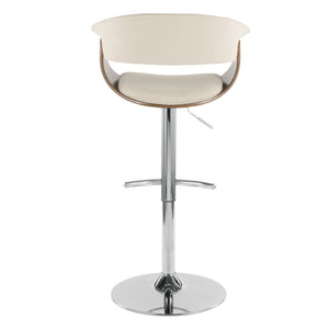 English Elm Mid-century Modern Swivel Barstool Walnut Accents Chrome Base Upholstered Kitchen Seat B202P290899