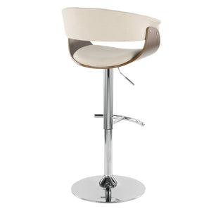 English Elm Mid-century Modern Swivel Barstool Walnut Accents Chrome Base Upholstered Kitchen Seat B202P290899