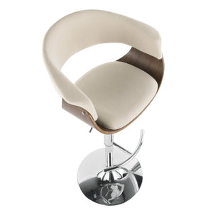 English Elm Mid-century Modern Swivel Barstool Walnut Accents Chrome Base Upholstered Kitchen Seat B202P290899
