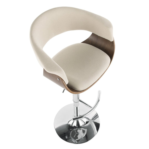 English Elm Mid-century Modern Swivel Barstool Walnut Accents Chrome Base Upholstered Kitchen Seat B202P290899