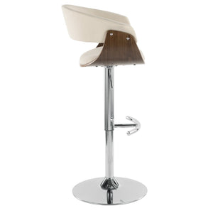 English Elm Mid-century Modern Swivel Barstool Walnut Accents Chrome Base Upholstered Kitchen Seat B202P290899