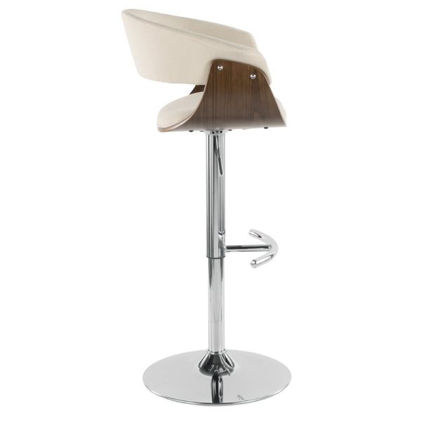 English Elm Mid-century Modern Swivel Barstool Walnut Accents Chrome Base Upholstered Kitchen Seat B202P290899