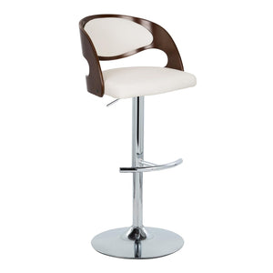 English Elm Mid-century Swivel Barstool Adjustable Height Faux Leather Seat Chrome Kitchen Island B202P290900