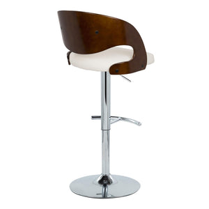 English Elm Mid-century Swivel Barstool Adjustable Height Faux Leather Seat Chrome Kitchen Island B202P290900