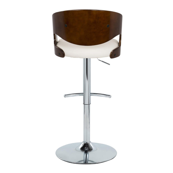 English Elm Mid-century Swivel Barstool Adjustable Height Faux Leather Seat Chrome Kitchen Island B202P290900