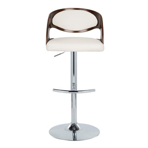 English Elm Mid-century Swivel Barstool Adjustable Height Faux Leather Seat Chrome Kitchen Island B202P290900