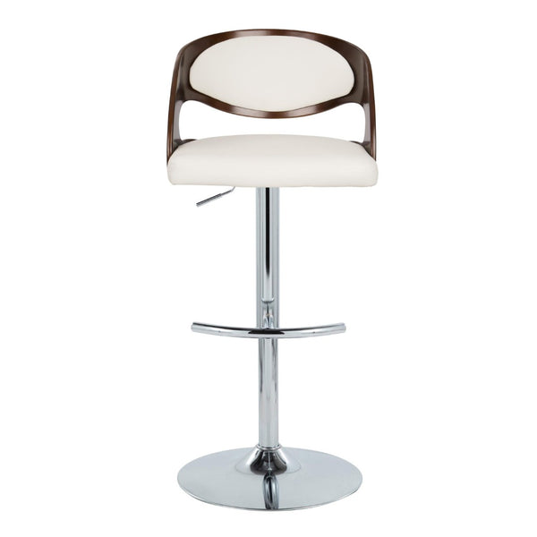 English Elm Mid-century Swivel Barstool Adjustable Height Faux Leather Seat Chrome Kitchen Island B202P290900