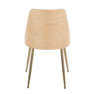 English Elm Contemporary Upholstered Dining Accent Chair Set Gold Legs Wood Accents Gray B202P290904