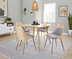 English Elm Contemporary Upholstered Dining Accent Chair Set Gold Legs Wood Accents Gray B202P290904