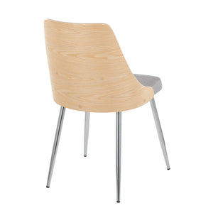English Elm Contemporary Upholstered Dining Chair Set with Chrome Legs and Wood Accents for Modern Tables Gray B202P290908