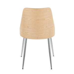 English Elm Contemporary Upholstered Dining Chair Set with Chrome Legs and Wood Accents for Modern Tables Gray B202P290908