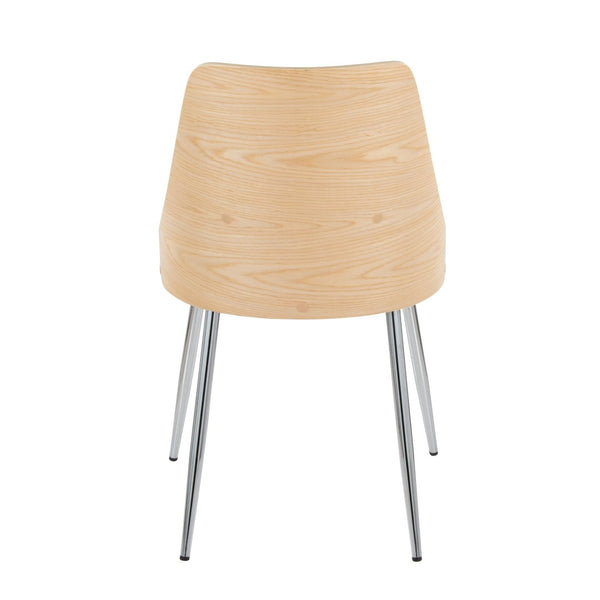 English Elm Contemporary Upholstered Dining Chair Set with Chrome Legs and Wood Accents for Modern Tables Gray B202P290908