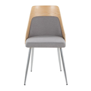 English Elm Contemporary Upholstered Dining Chair Set with Chrome Legs and Wood Accents for Modern Tables Gray B202P290908