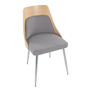 English Elm Contemporary Upholstered Dining Chair Set with Chrome Legs and Wood Accents for Modern Tables Gray B202P290908