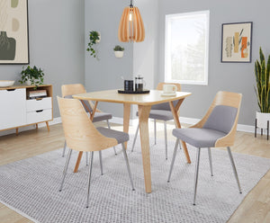 English Elm Contemporary Upholstered Dining Chair Set with Chrome Legs and Wood Accents for Modern Tables Gray B202P290908