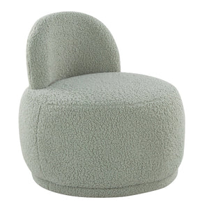 English Elm Contemporary Plush Faux Shearling Accent Chair Low Profile Modern Living Room Seat Green B202P290925