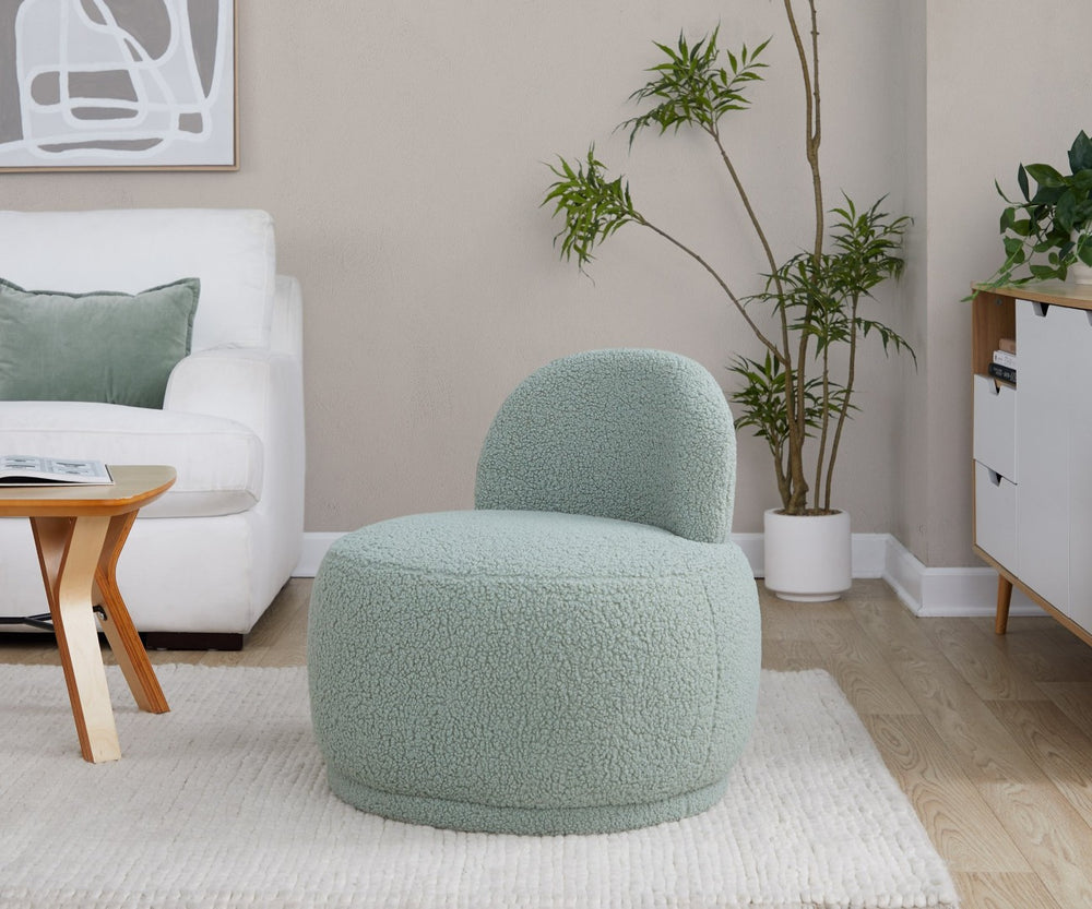 English Elm Contemporary Plush Faux Shearling Accent Chair Low Profile Modern Living Room Seat Green B202P290925