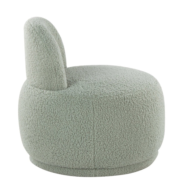 English Elm Contemporary Plush Faux Shearling Accent Chair Low Profile Modern Living Room Seat Green B202P290925
