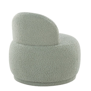 English Elm Contemporary Plush Faux Shearling Accent Chair Low Profile Modern Living Room Seat Green B202P290925