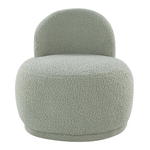 English Elm Contemporary Plush Faux Shearling Accent Chair Low Profile Modern Living Room Seat Green B202P290925
