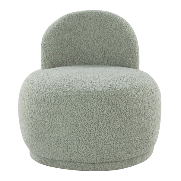 English Elm Contemporary Plush Faux Shearling Accent Chair Low Profile Modern Living Room Seat Green B202P290925