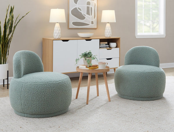 English Elm Contemporary Plush Faux Shearling Accent Chair Low Profile Modern Living Room Seat Green B202P290925