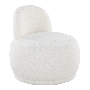 English Elm Contemporary Plush Faux Shearling Accent Chair Low Profile Modern Living Room Seat White B202P290927