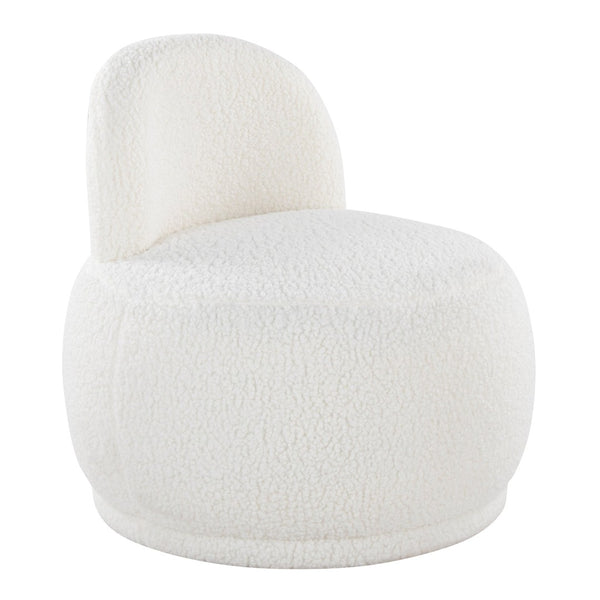 English Elm Contemporary Plush Faux Shearling Accent Chair Low Profile Modern Living Room Seat White B202P290927